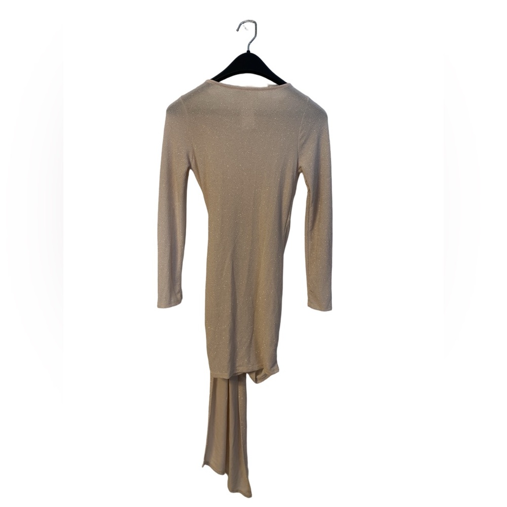 Monaco Cream Glitter Long Sleeve Body-con Dress - Picture 3 of 8